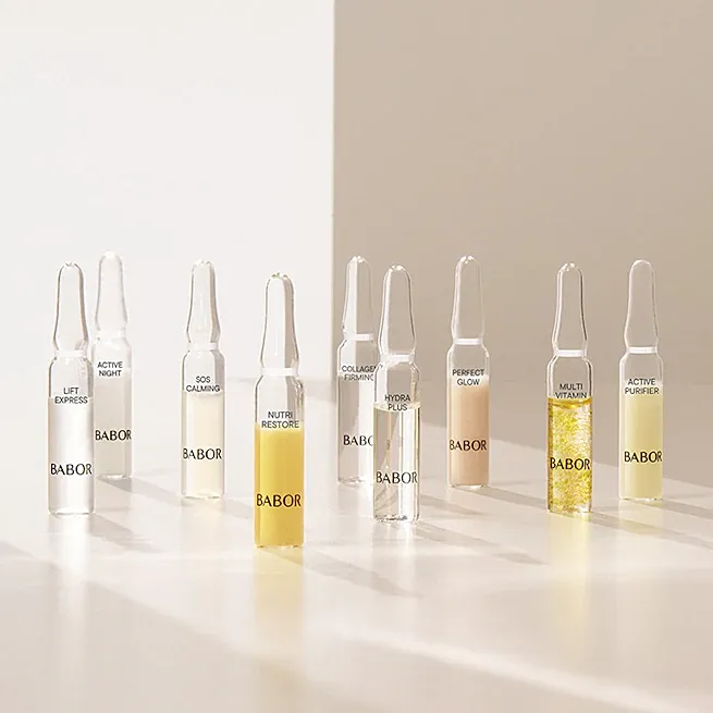 Babor skincare ampoules in various formulations.