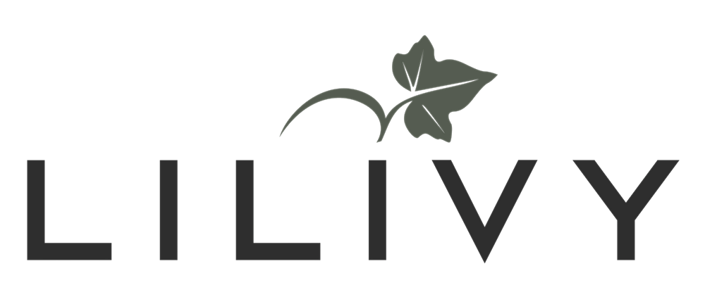 LILIVY logo with green leaf design element.
